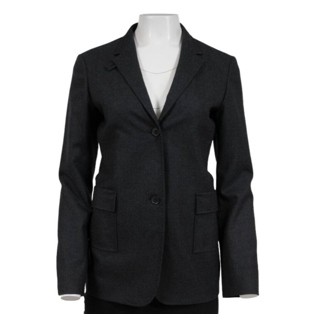 Jil Sander Women Single Breasted Blazer IT36 Gray Stretch Wool Jacket Sport Coat